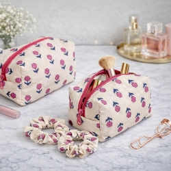 Trousse de maquillage florale