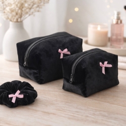 Trousse de Maquillage Velours Noir & Son Chouchou Assorti