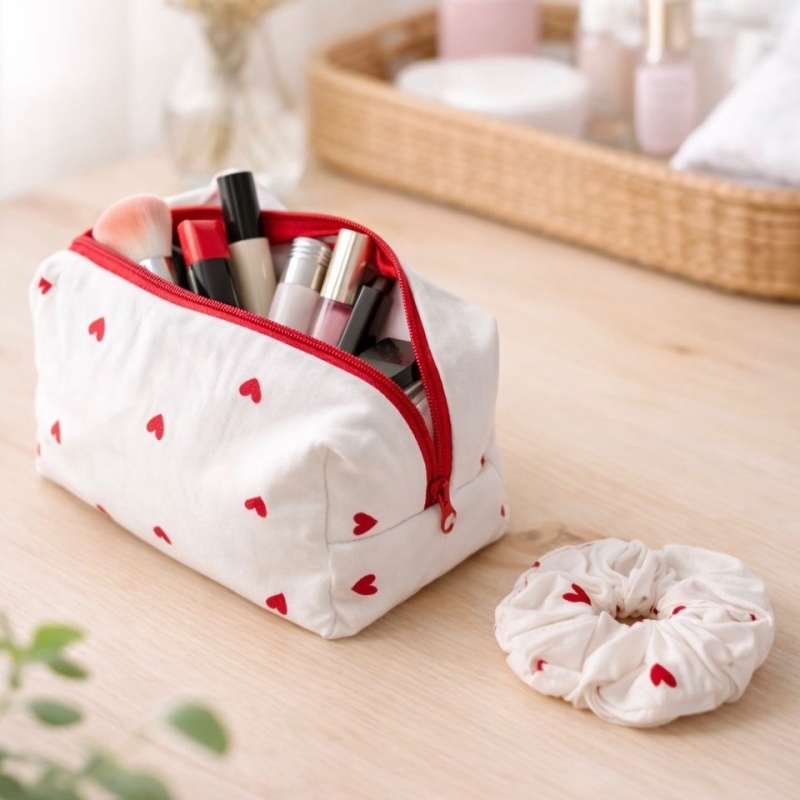 Trousse de Maquillage "Amour" & Son Chouchou Assorti
