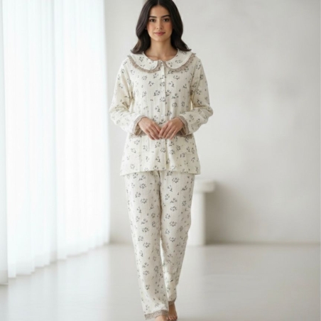 Pyjama fleuri en coton pour femme