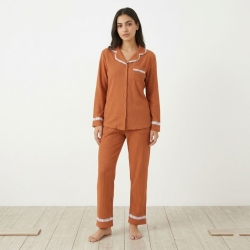 Ensemble Pyjama en Gaufre avec Dentelle