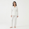 Ensemble Pyjama Classique en Maille Côtelée Blanc