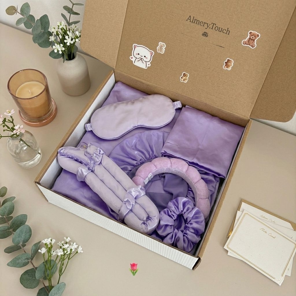 Coffret de Nuit en Satin Soyeux pour le Soin du Sommeil