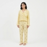 Pyjama jaune pâle en coton gaufré avec col à volants