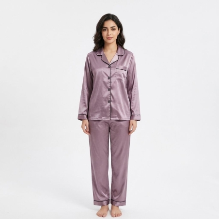 Ensemble de Pyjama en Satin - Mauve Poudré