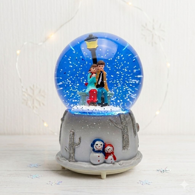Boule à Neige Lumineuse & Musicale "Moment d'Hiver"